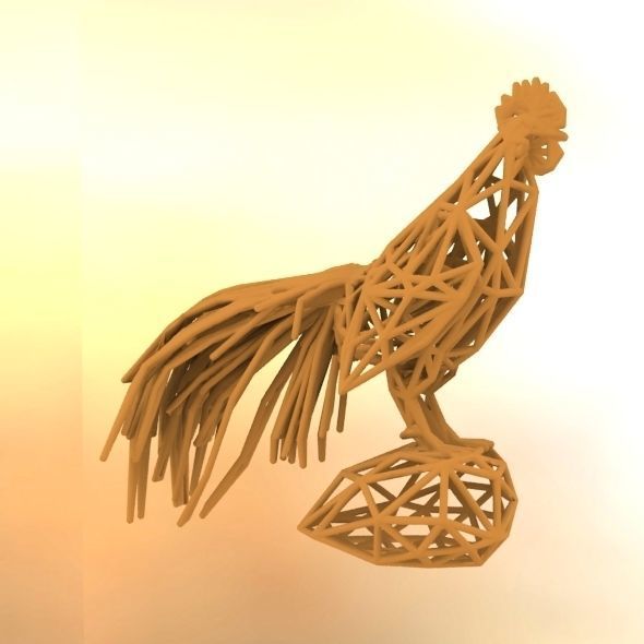 Longcrower wooden rooster 3D print model_12