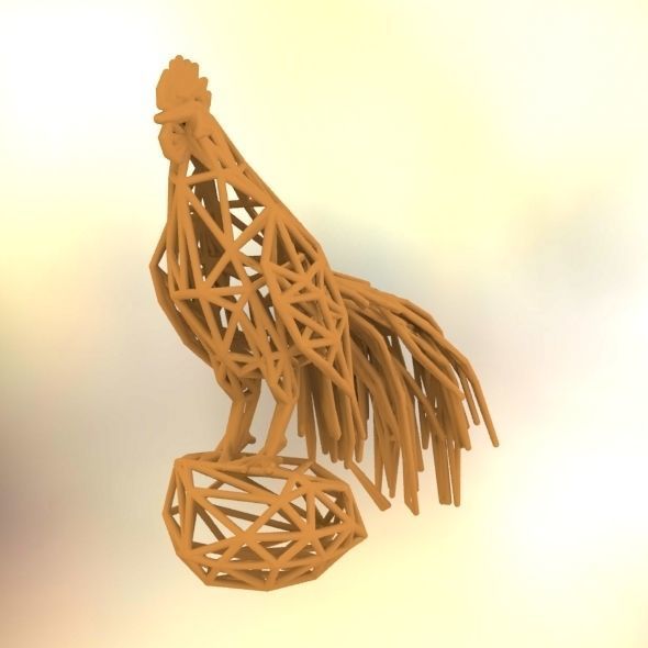 Longcrower wooden rooster 3D print model_6