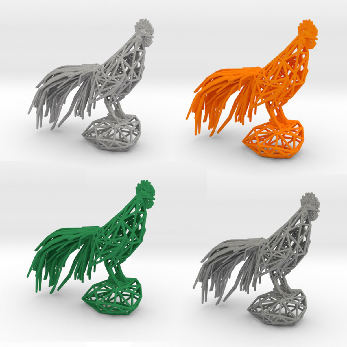 Longcrower wooden rooster 3D print model_4