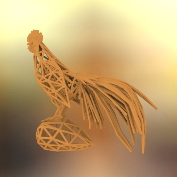 Longcrower wooden rooster 3D print model_25
