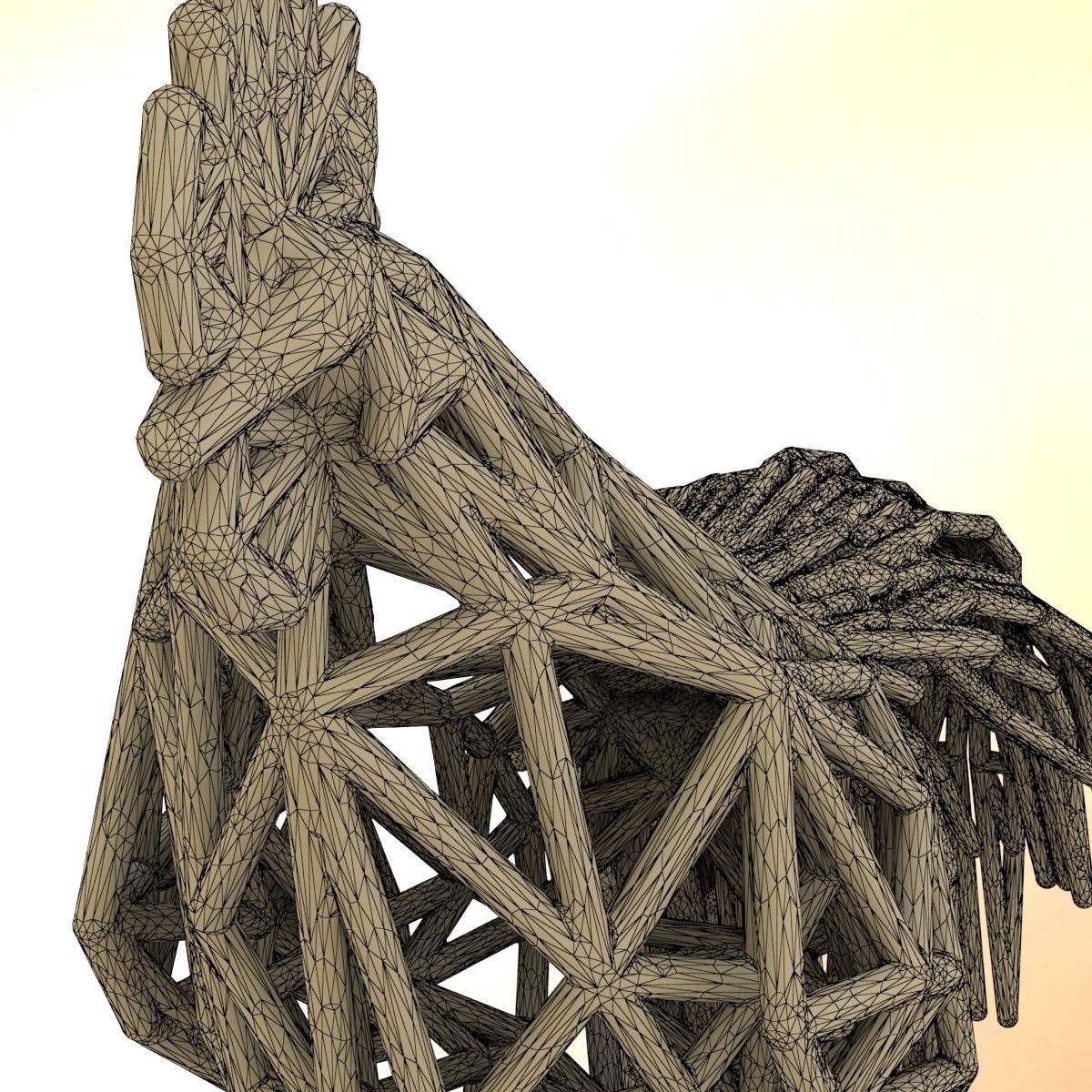 Longcrower wooden rooster 3D print model_31