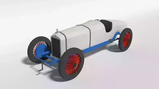 Low Poly Cartoon Duesenberg 3 Litre GP Racing Car 1921