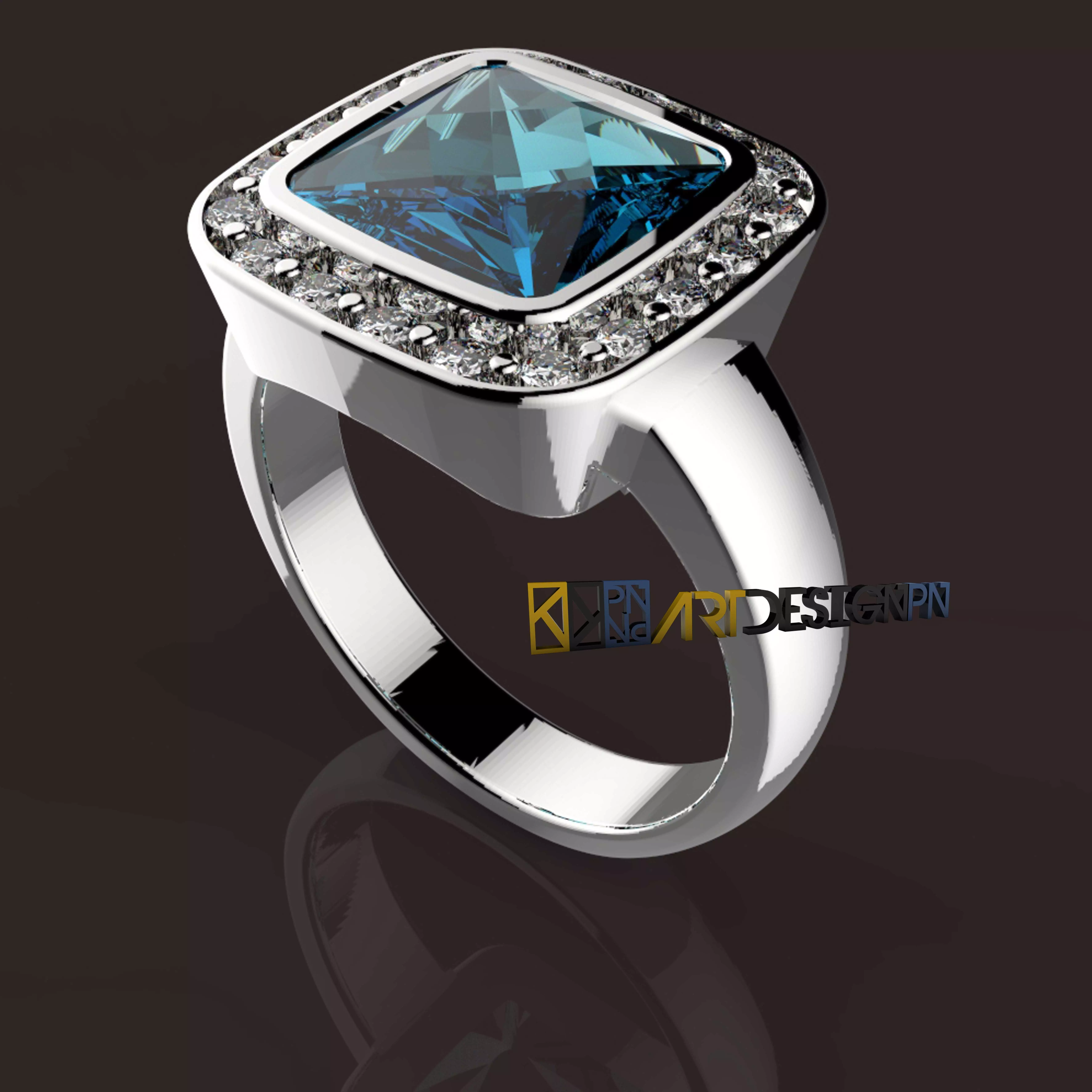 Anello Brio ring precious stones 3D print model