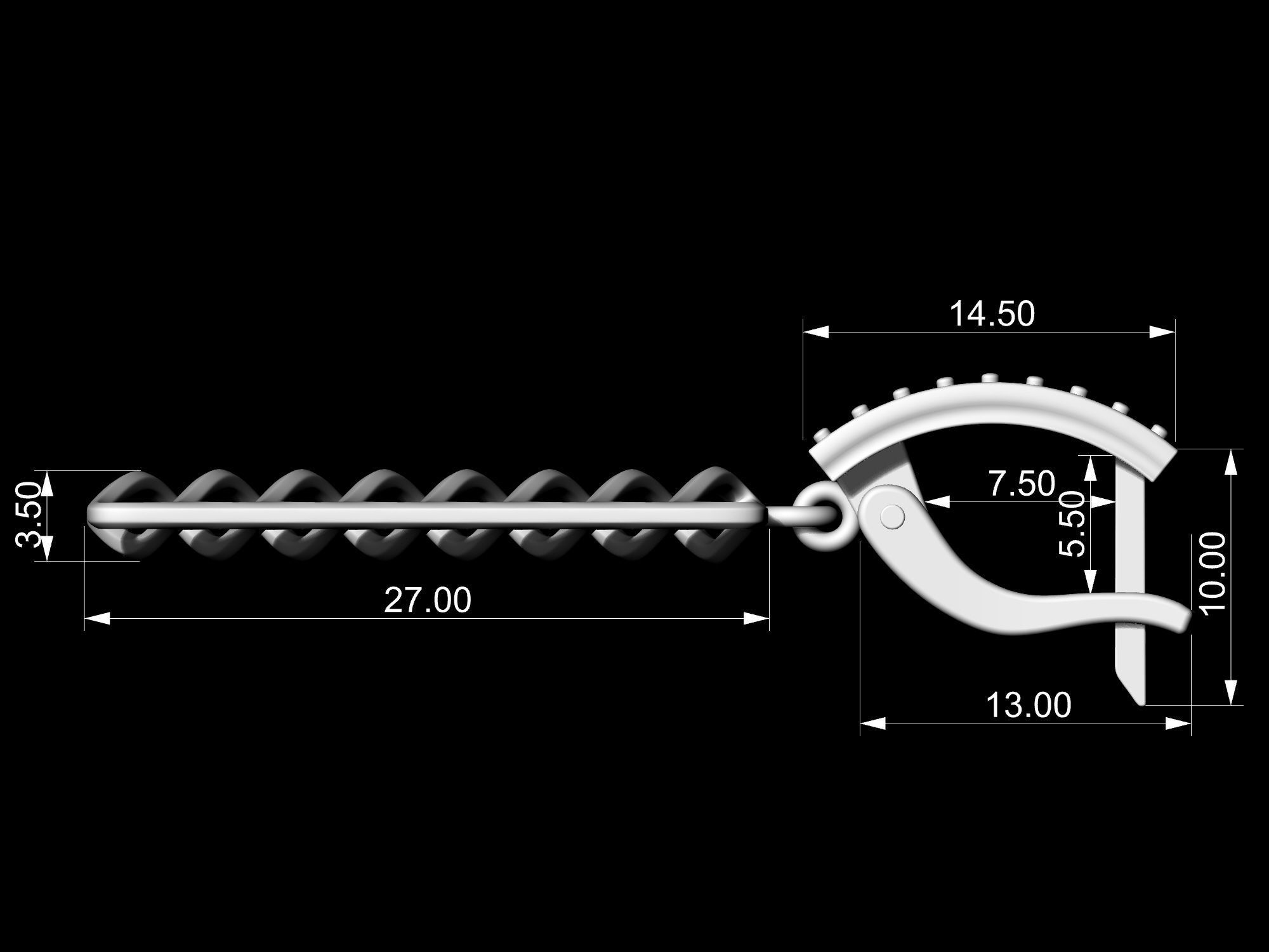Parametric earrings 3D print model_12