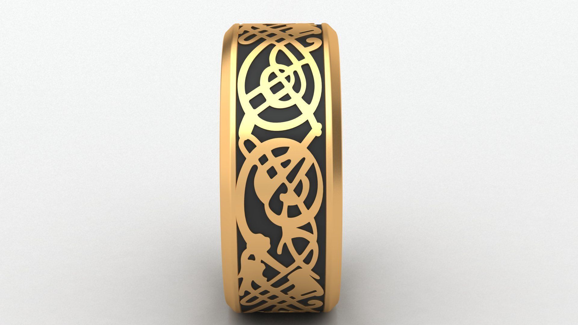 Enamel Abstract Ornament Wedding Gold Ring 3D print model_4