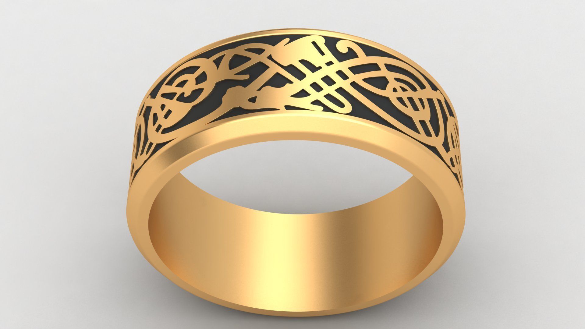 Enamel Abstract Ornament Wedding Gold Ring 3D print model_1
