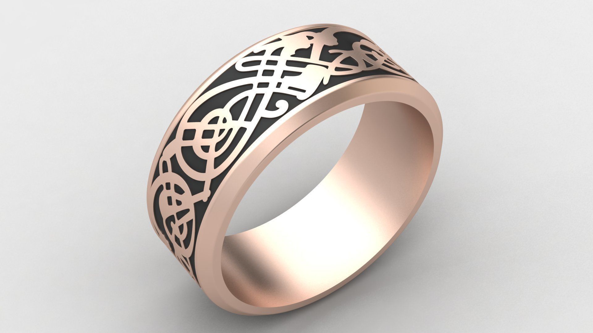Enamel Abstract Ornament Wedding Gold Ring 3D print model_11