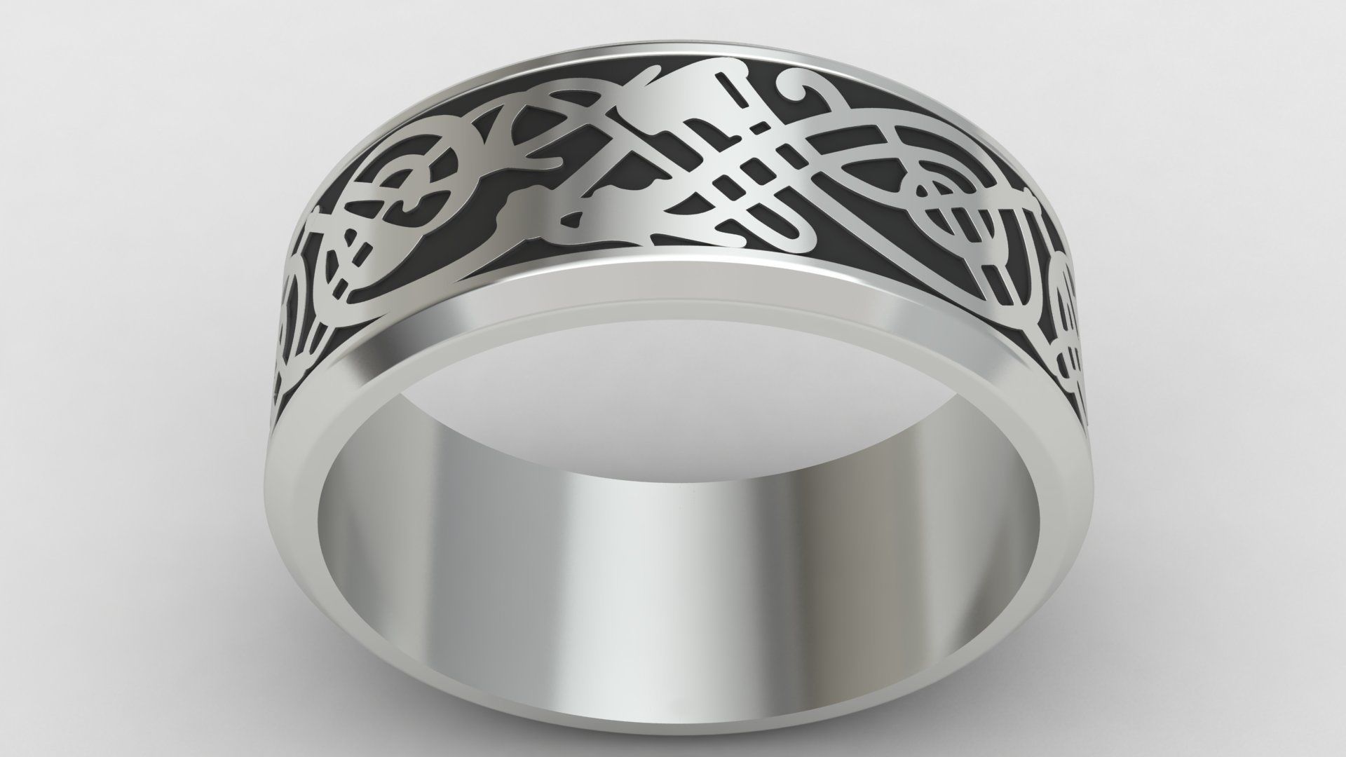 Enamel Abstract Ornament Wedding Gold Ring 3D print model_7