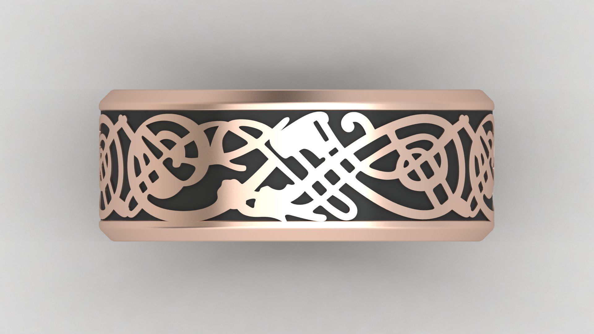 Enamel Abstract Ornament Wedding Gold Ring 3D print model_10