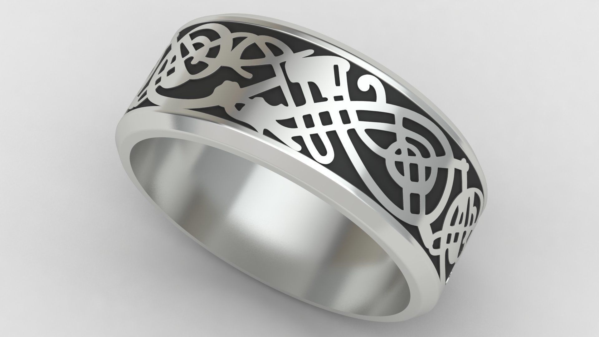 Enamel Abstract Ornament Wedding Gold Ring 3D print model_8