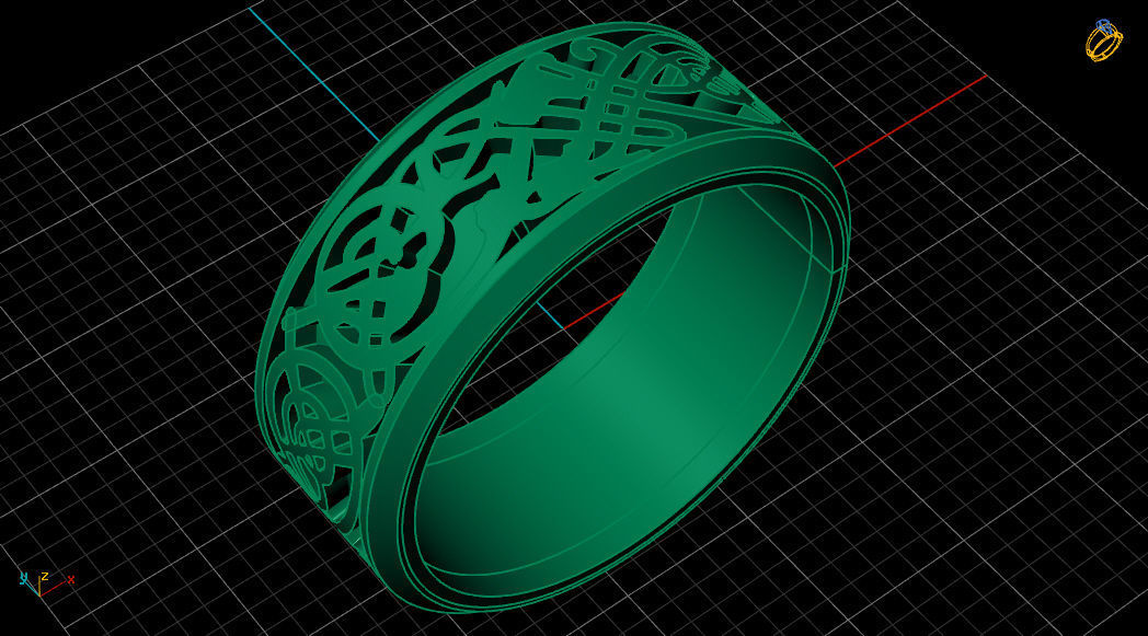 Enamel Abstract Ornament Wedding Gold Ring 3D print model_13