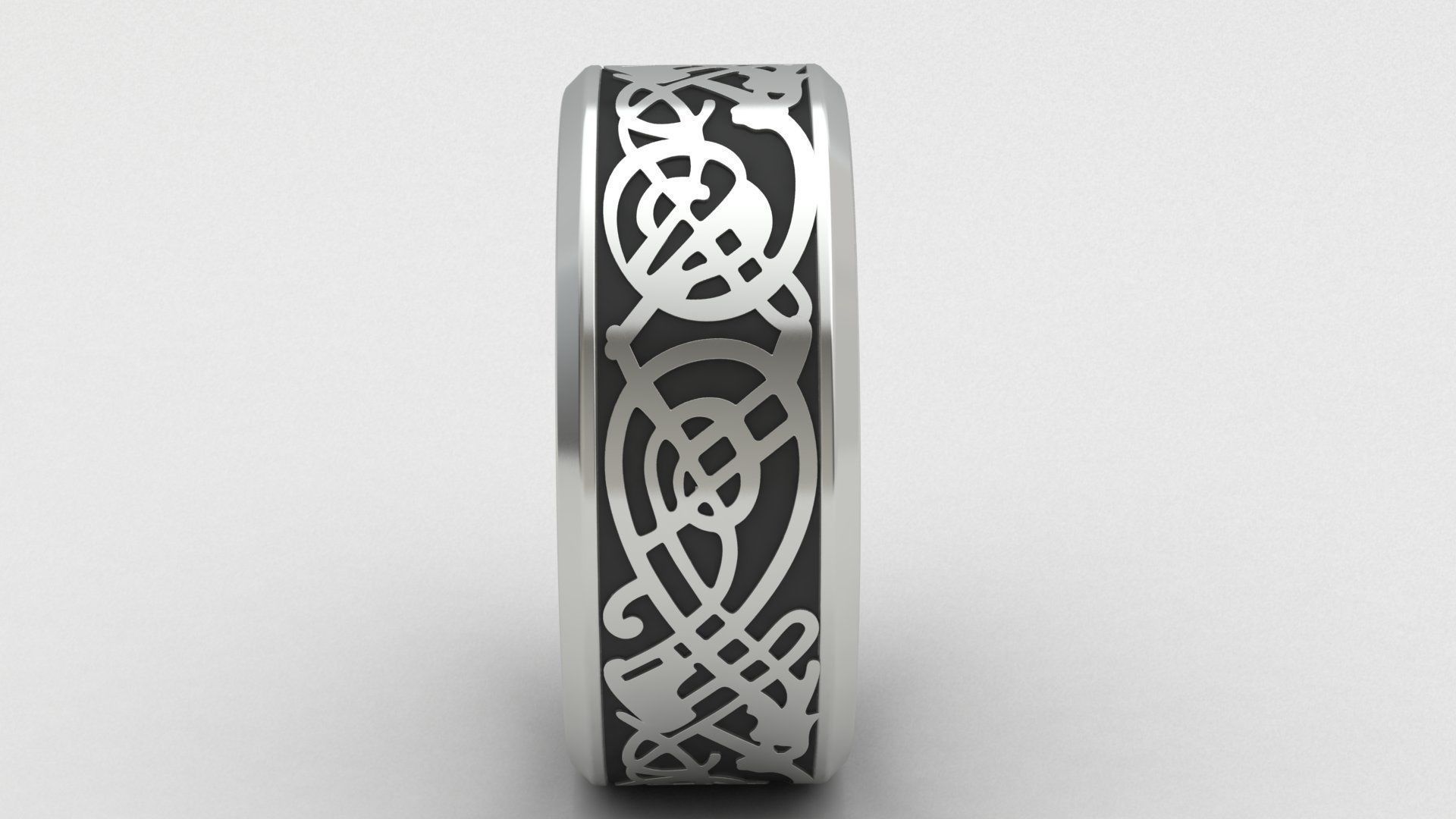 Enamel Abstract Ornament Wedding Gold Ring 3D print model_9