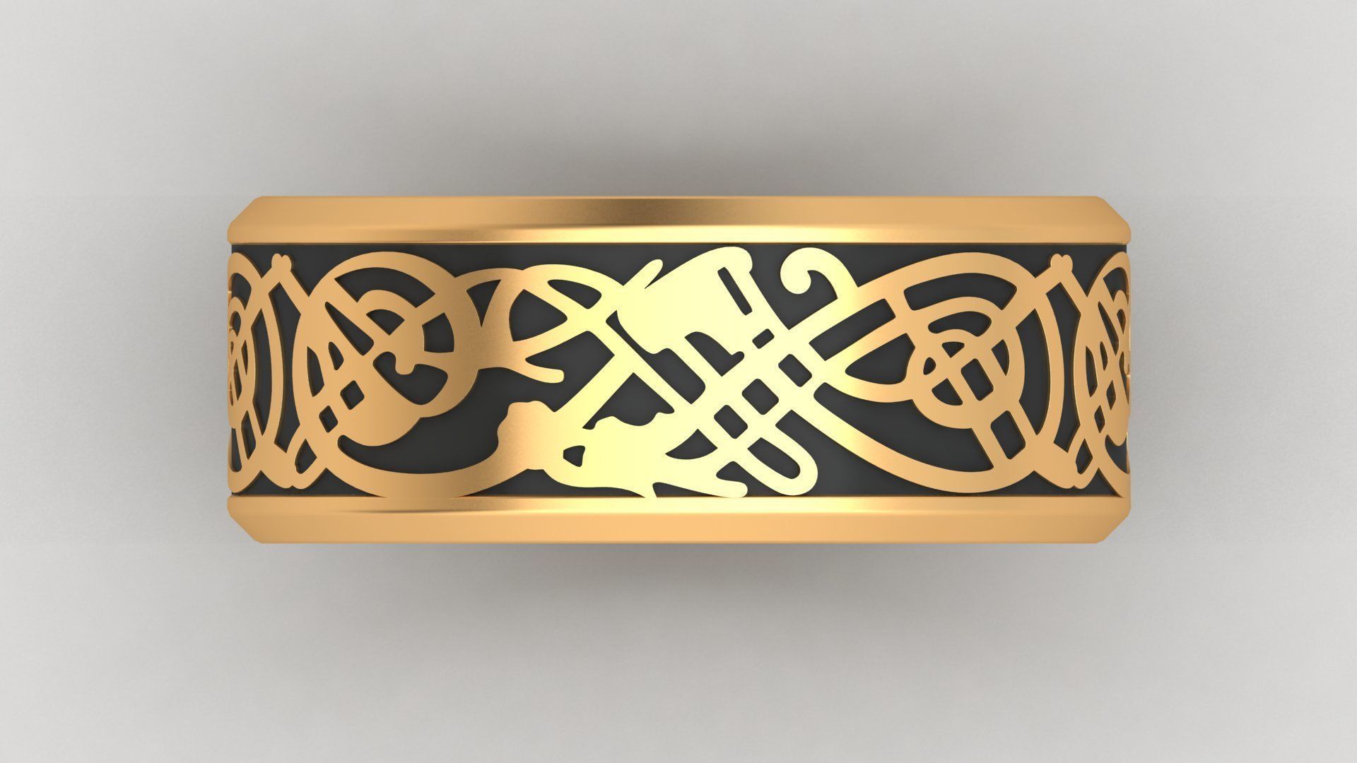 Enamel Abstract Ornament Wedding Gold Ring 3D print model_3