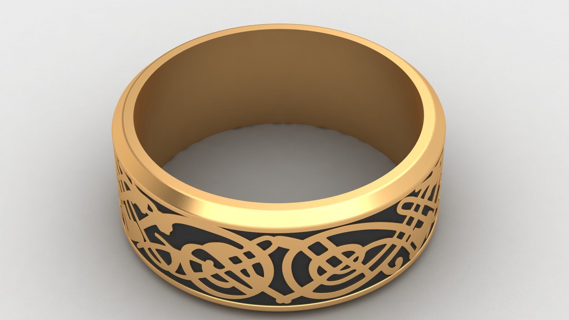 Enamel Abstract Ornament Wedding Gold Ring 3D print model_6