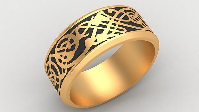 Enamel Abstract Ornament Wedding Gold Ring 3D print model