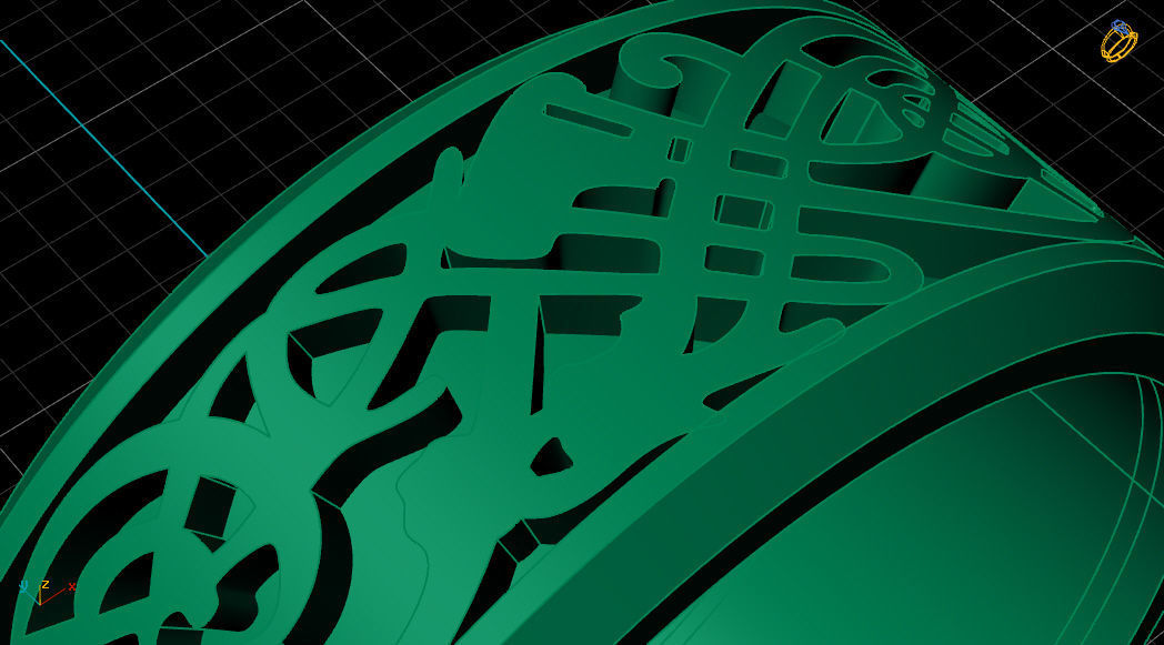 Enamel Abstract Ornament Wedding Gold Ring 3D print model_18