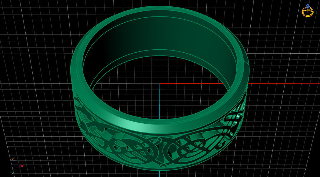 Enamel Abstract Ornament Wedding Gold Ring 3D print model_17