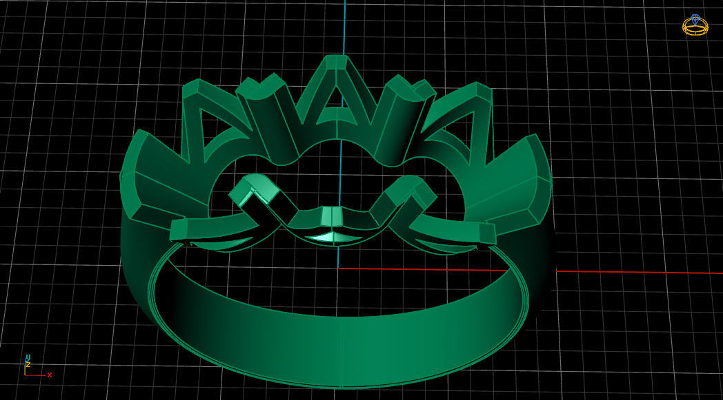 3 Head Bunch Diamond Engagement Gold Ring 3D print model_18