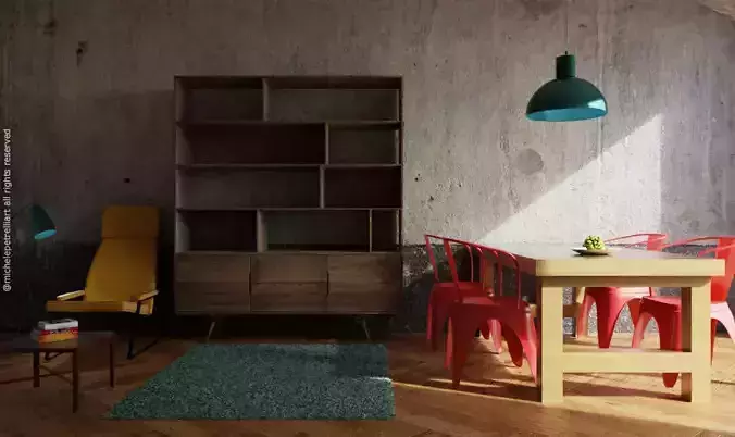 Dining room Cycles setting 3D model