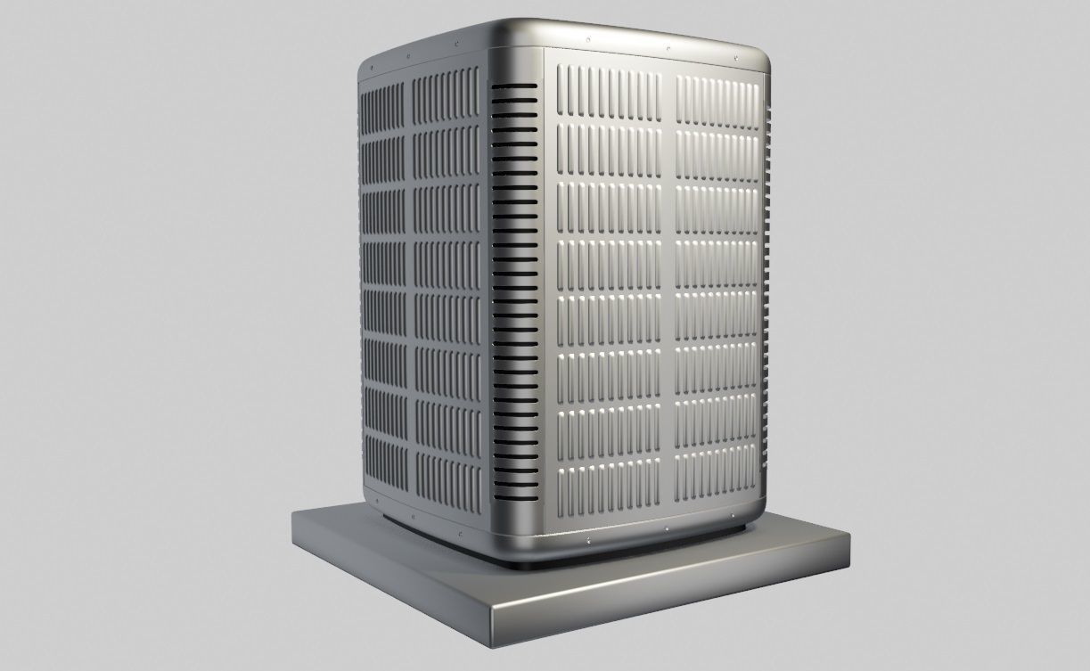 Heating and air conditioner unit on the stand 3D model_2