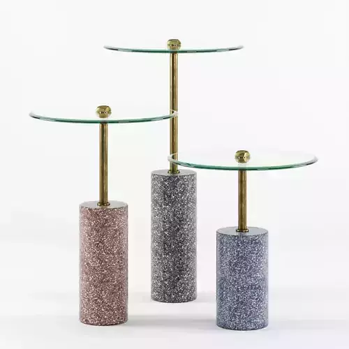 Set of Terrazzo Glass Side Tables