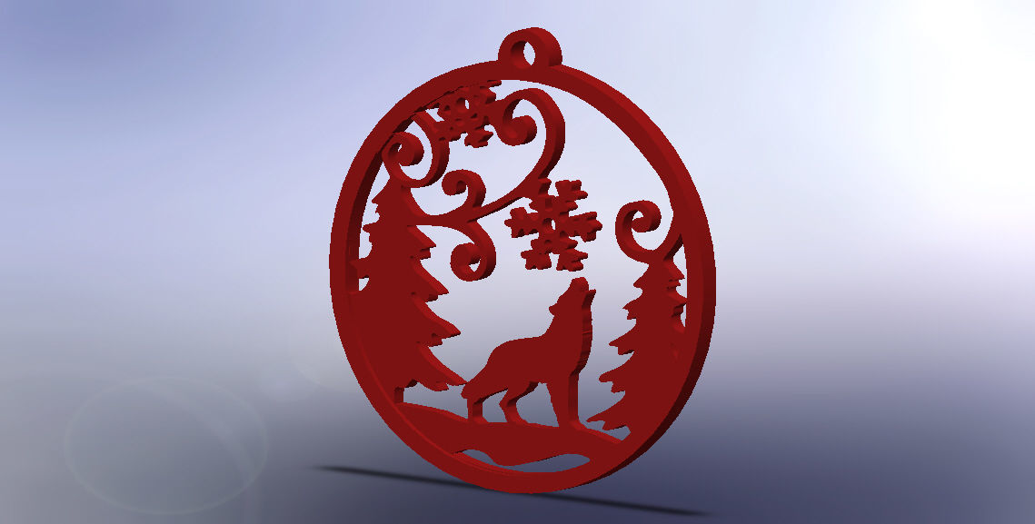 Wolf Ornament 3D print model_1