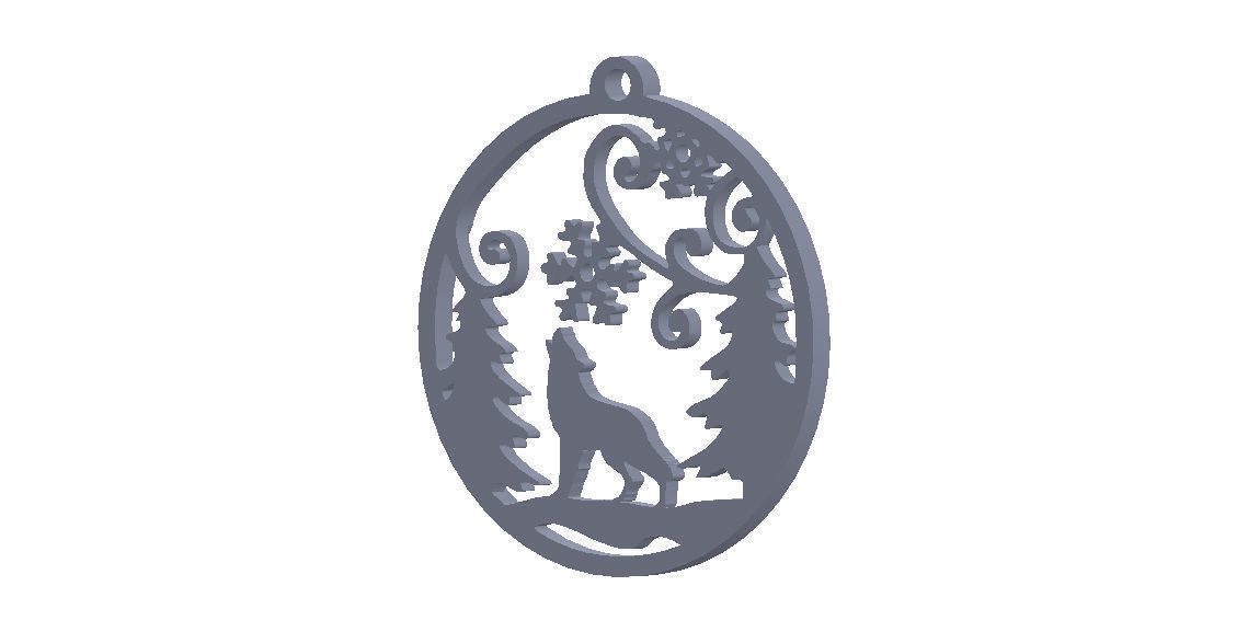 Wolf Ornament 3D print model_4