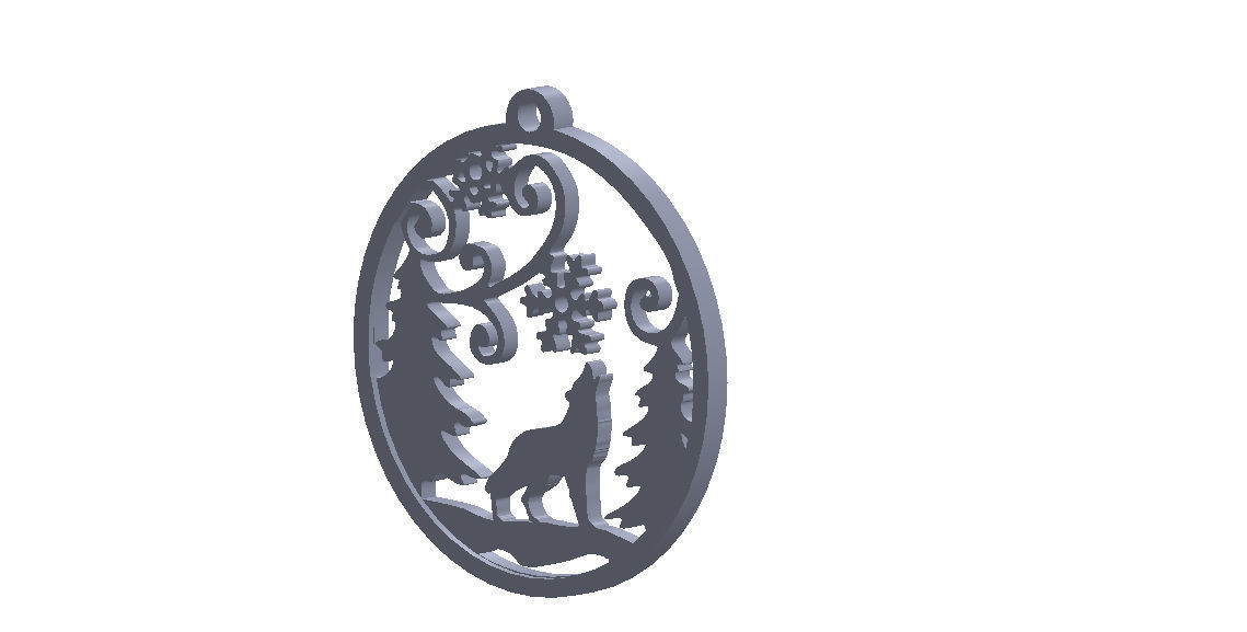 Wolf Ornament 3D print model_6
