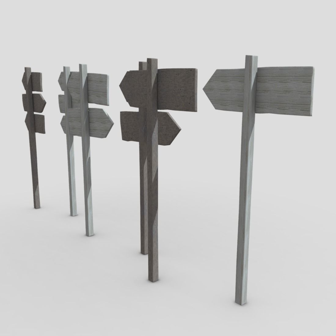 Wooden Sign Set Low-poly 3D model_6