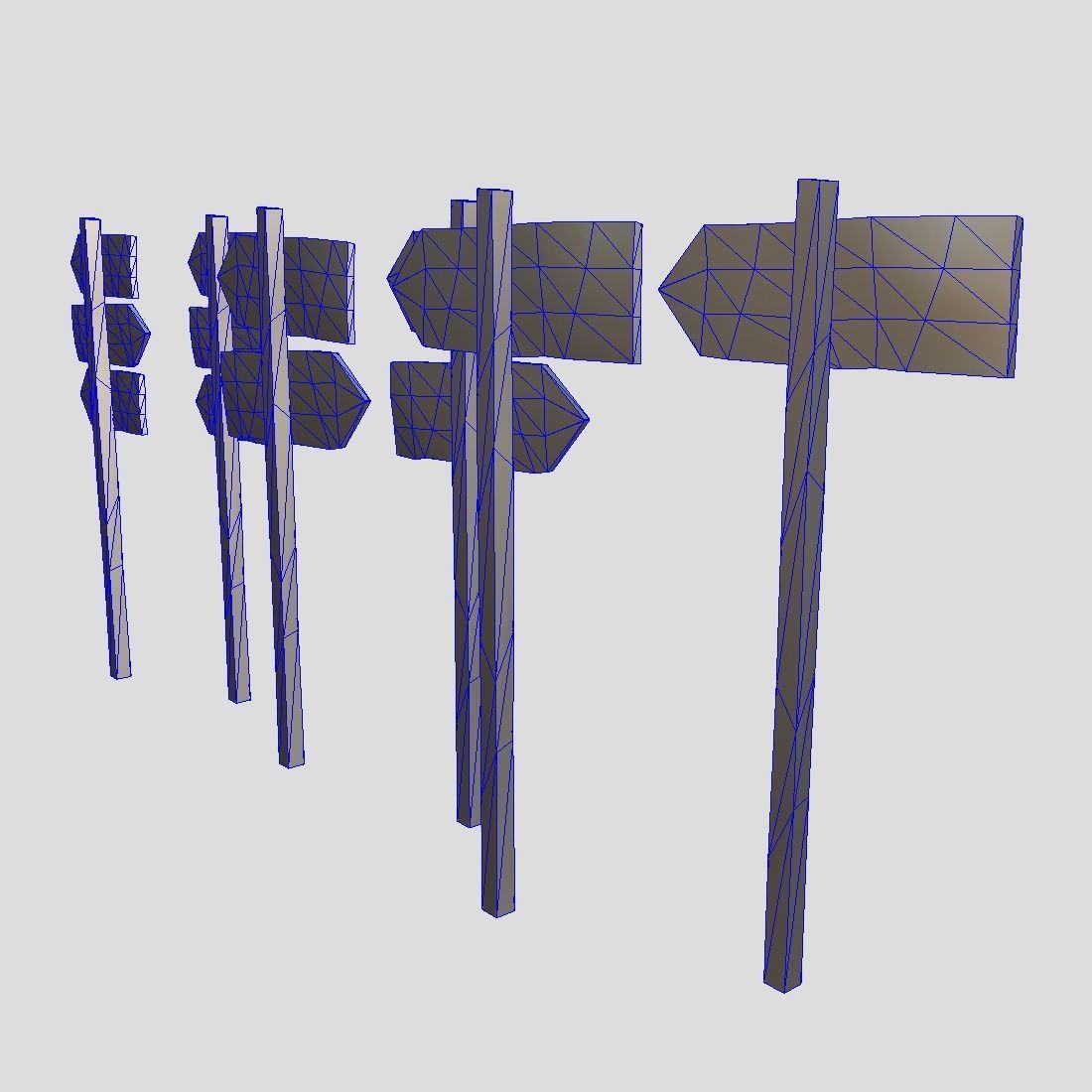 Wooden Sign Set Low-poly 3D model_7