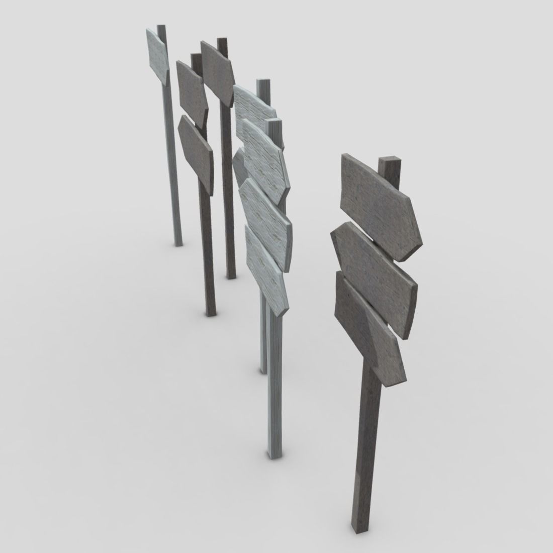Wooden Sign Set Low-poly 3D model_3