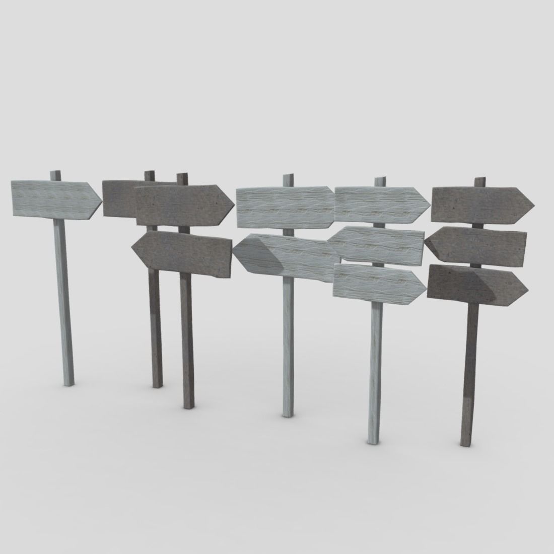 Wooden Sign Set Low-poly 3D model_2