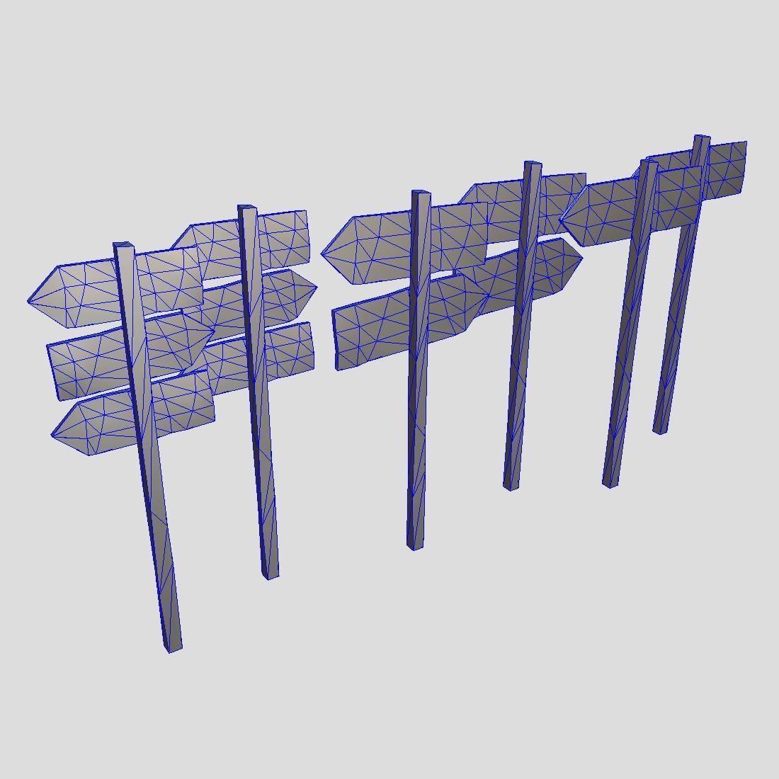 Wooden Sign Set Low-poly 3D model_5
