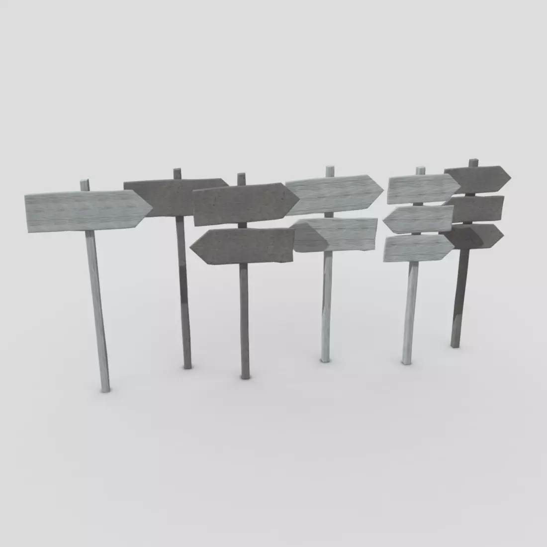 Wooden Sign Set Low-poly 3D model_0