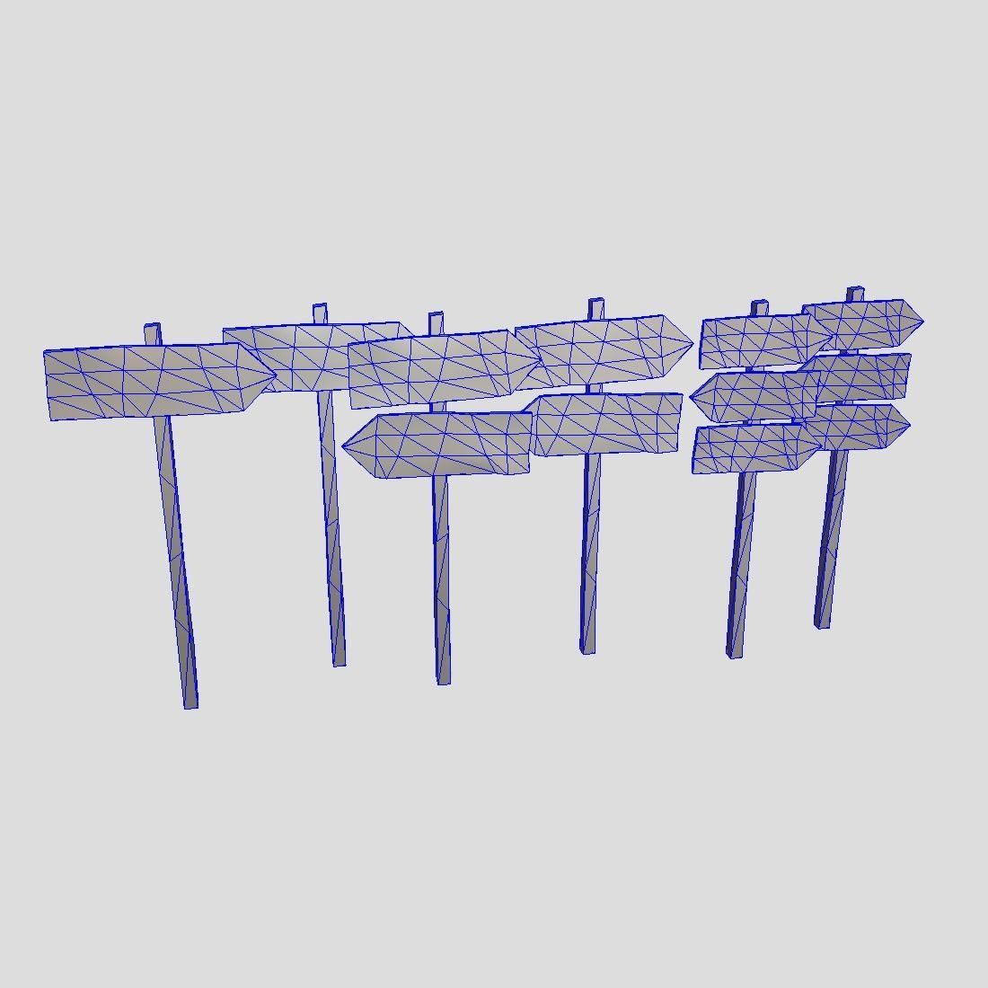 Wooden Sign Set Low-poly 3D model_1