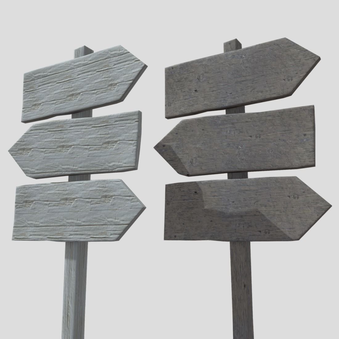Wooden Sign Set Low-poly 3D model_22