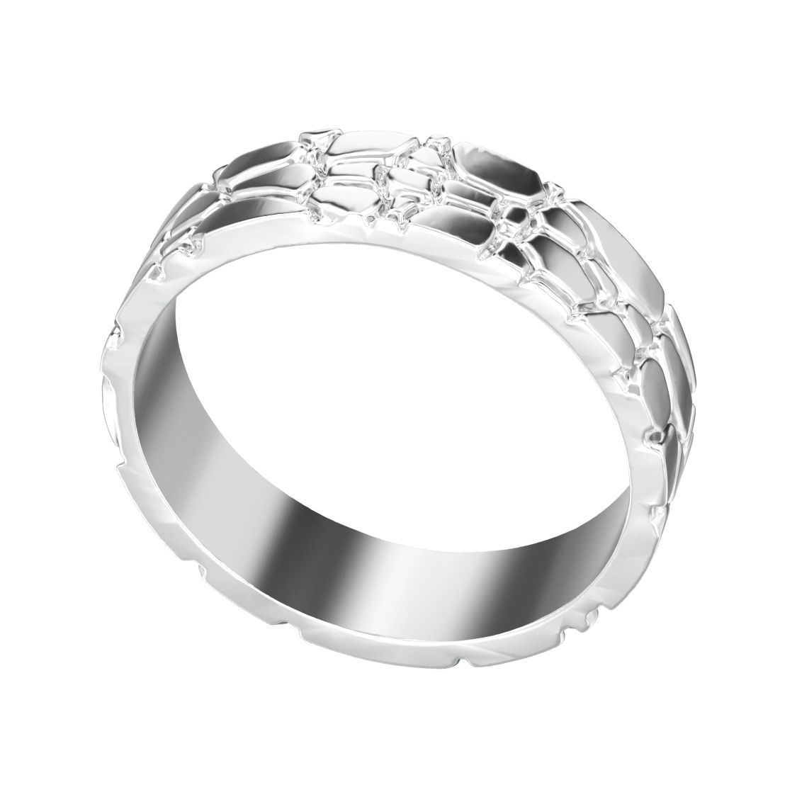 Hammer textured wedding bands sizes 7-12 3D print model_4