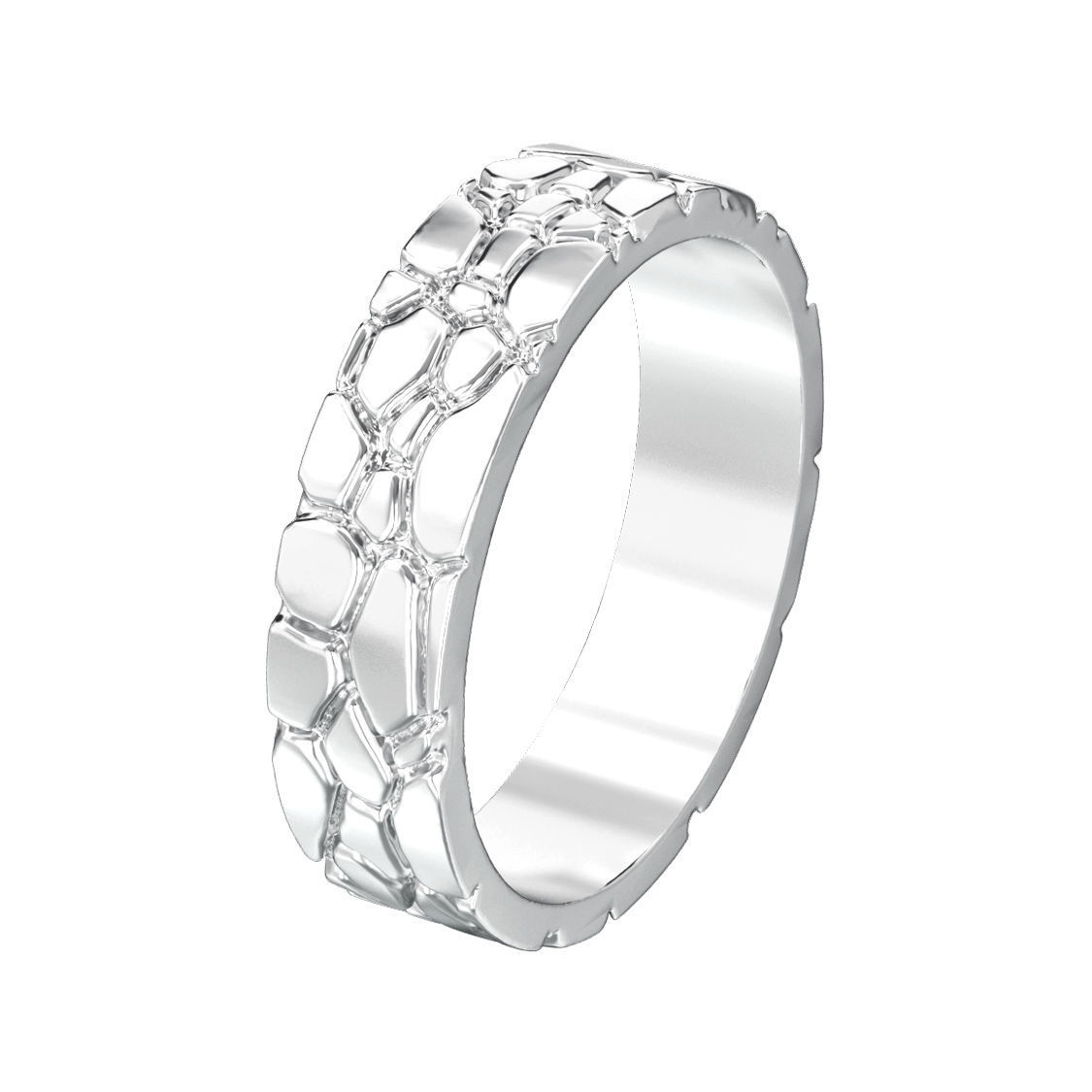 Hammer textured wedding bands sizes 7-12 3D print model_9