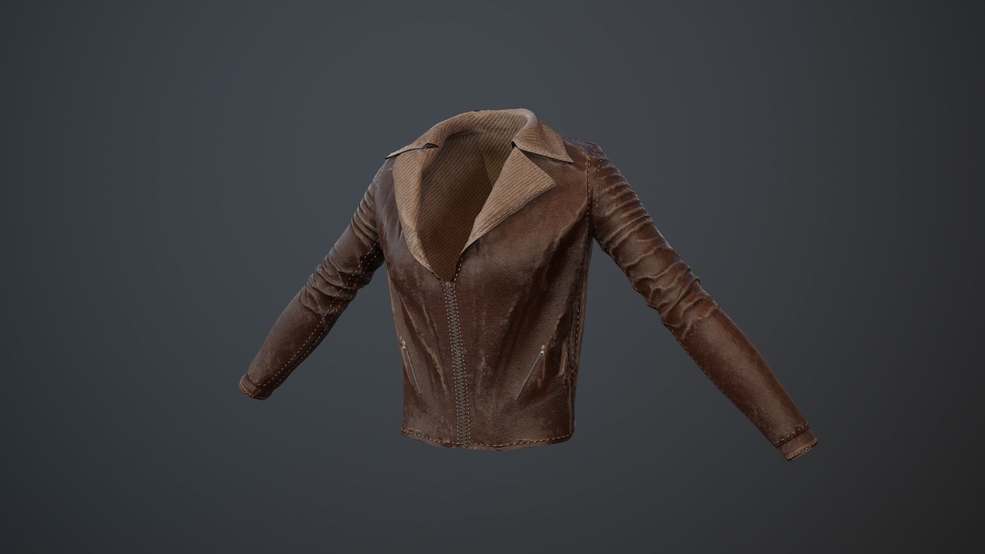 Jacket Leather Pbr GameReady Low-poly 3D model_1