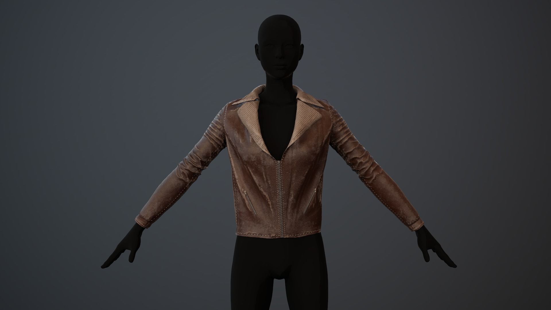 Jacket Leather Pbr GameReady Low-poly 3D model_10
