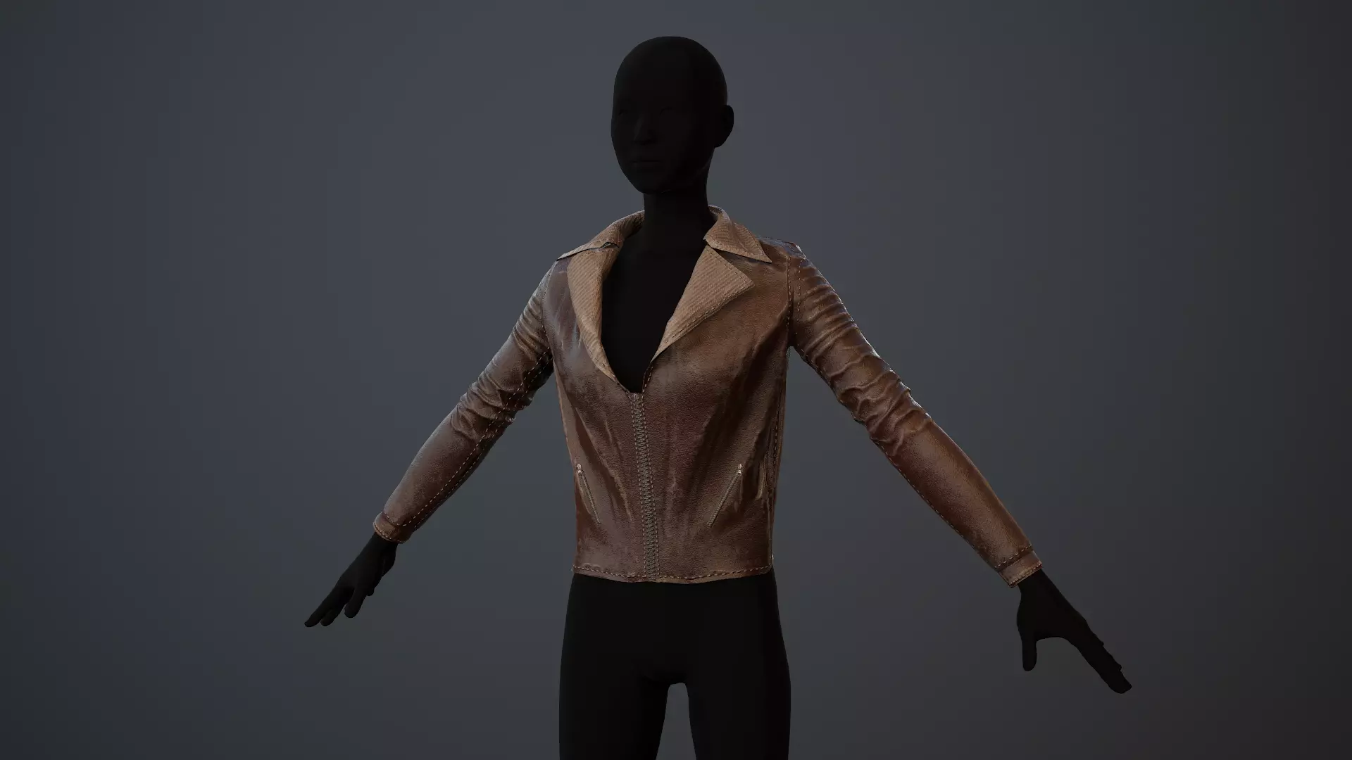 Jacket Leather Pbr GameReady Low-poly 3D model_0