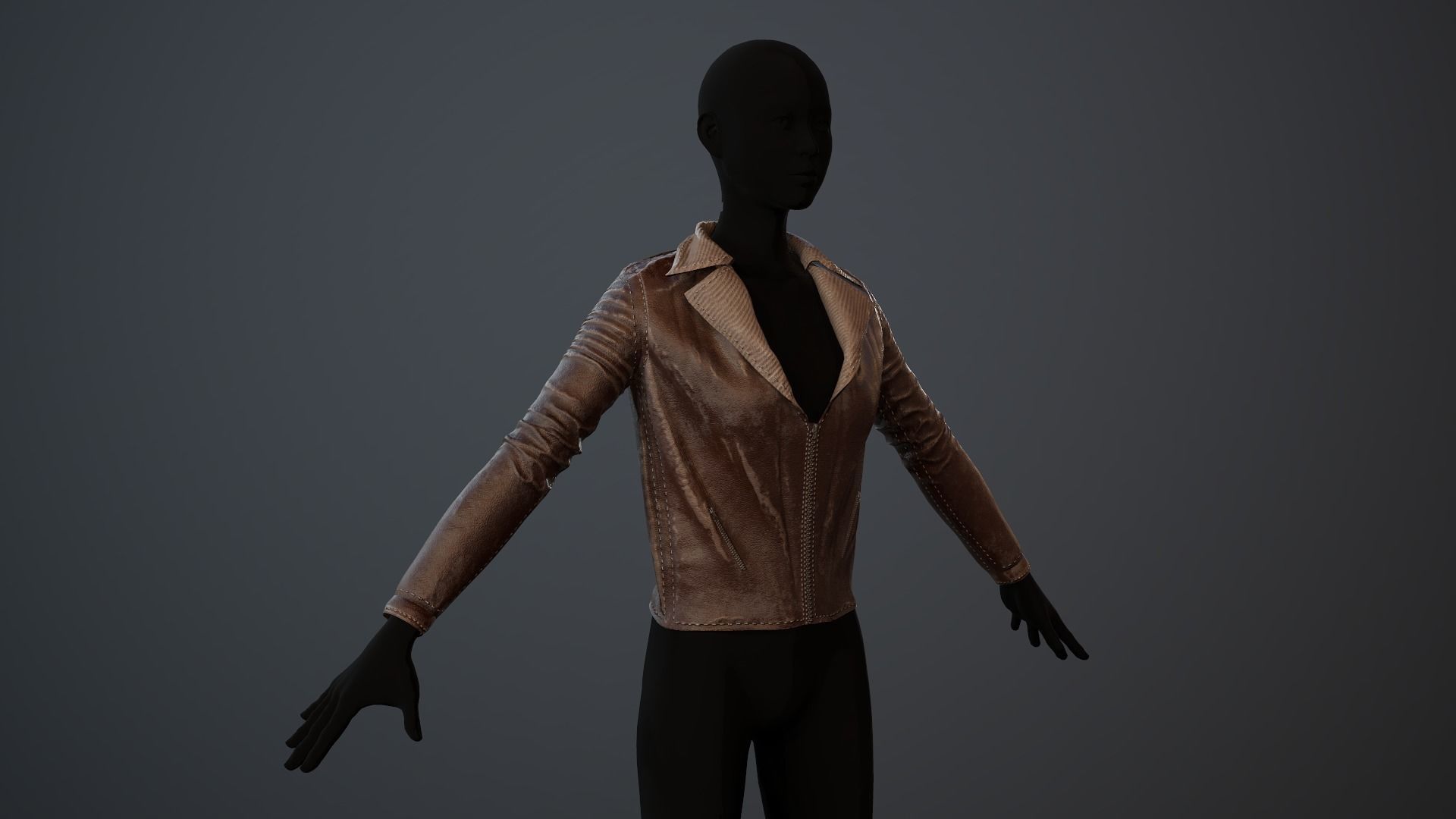 Jacket Leather Pbr GameReady Low-poly 3D model_2