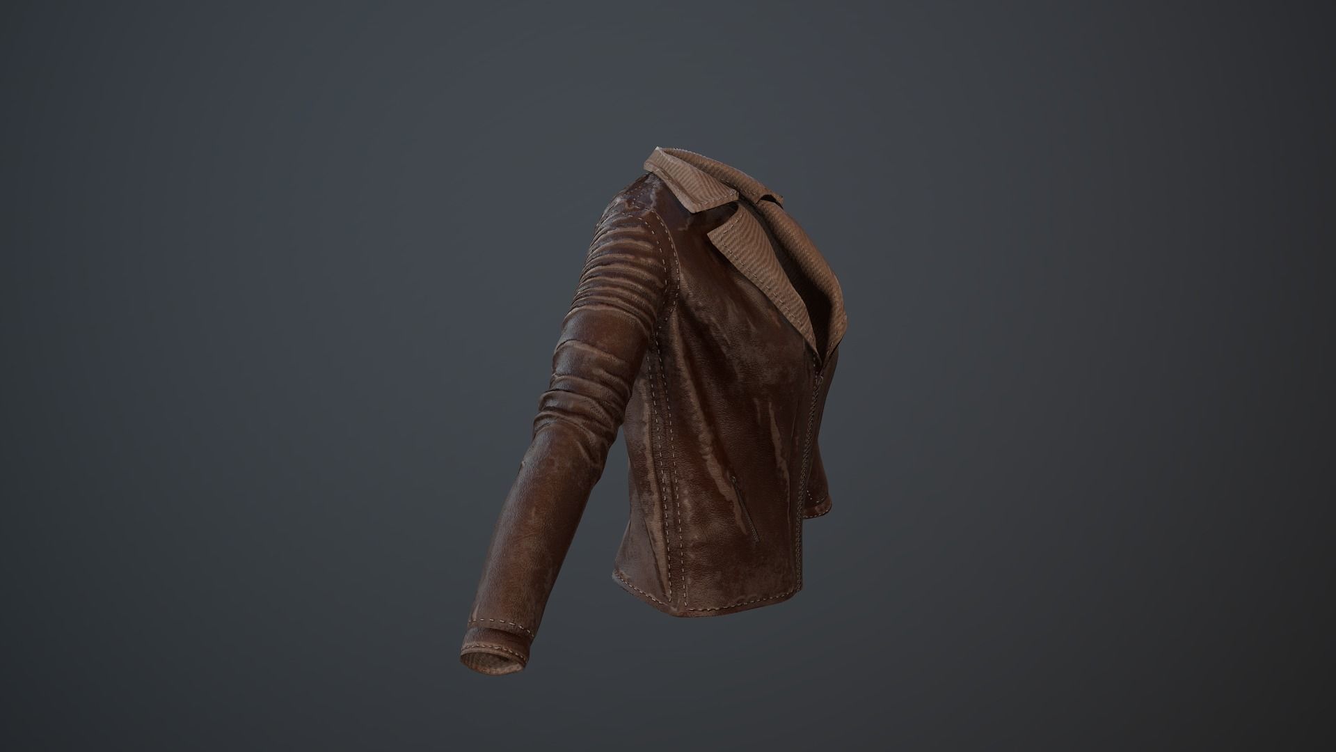 Jacket Leather Pbr GameReady Low-poly 3D model_11