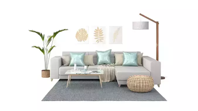 Living B - Blue Neutral Low-poly 3D model