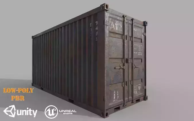 Rusty Shipping Container PBR Low-Poly Game Ready 3D Model