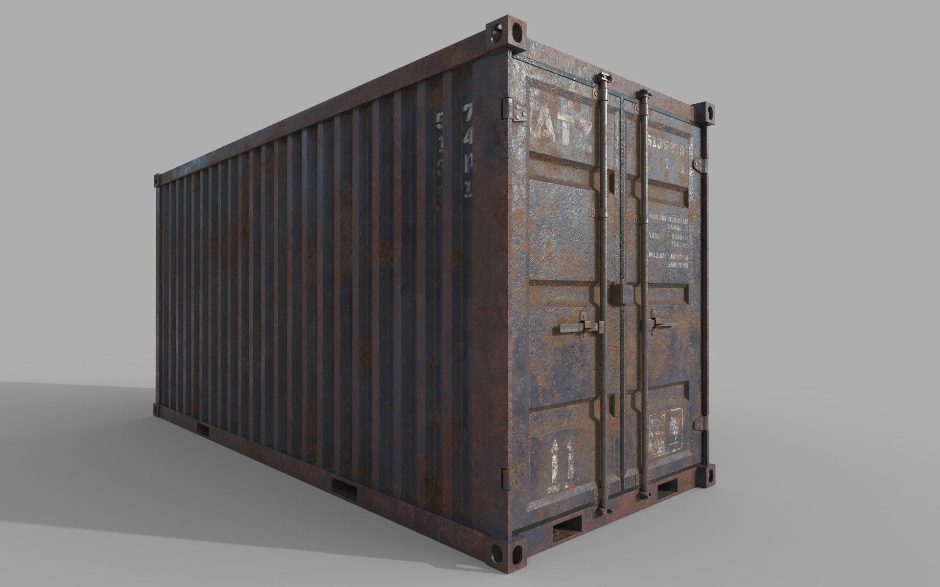 Rusty Shipping Container PBR Low-Poly Game Ready 3D Model Low-poly 3D model_1