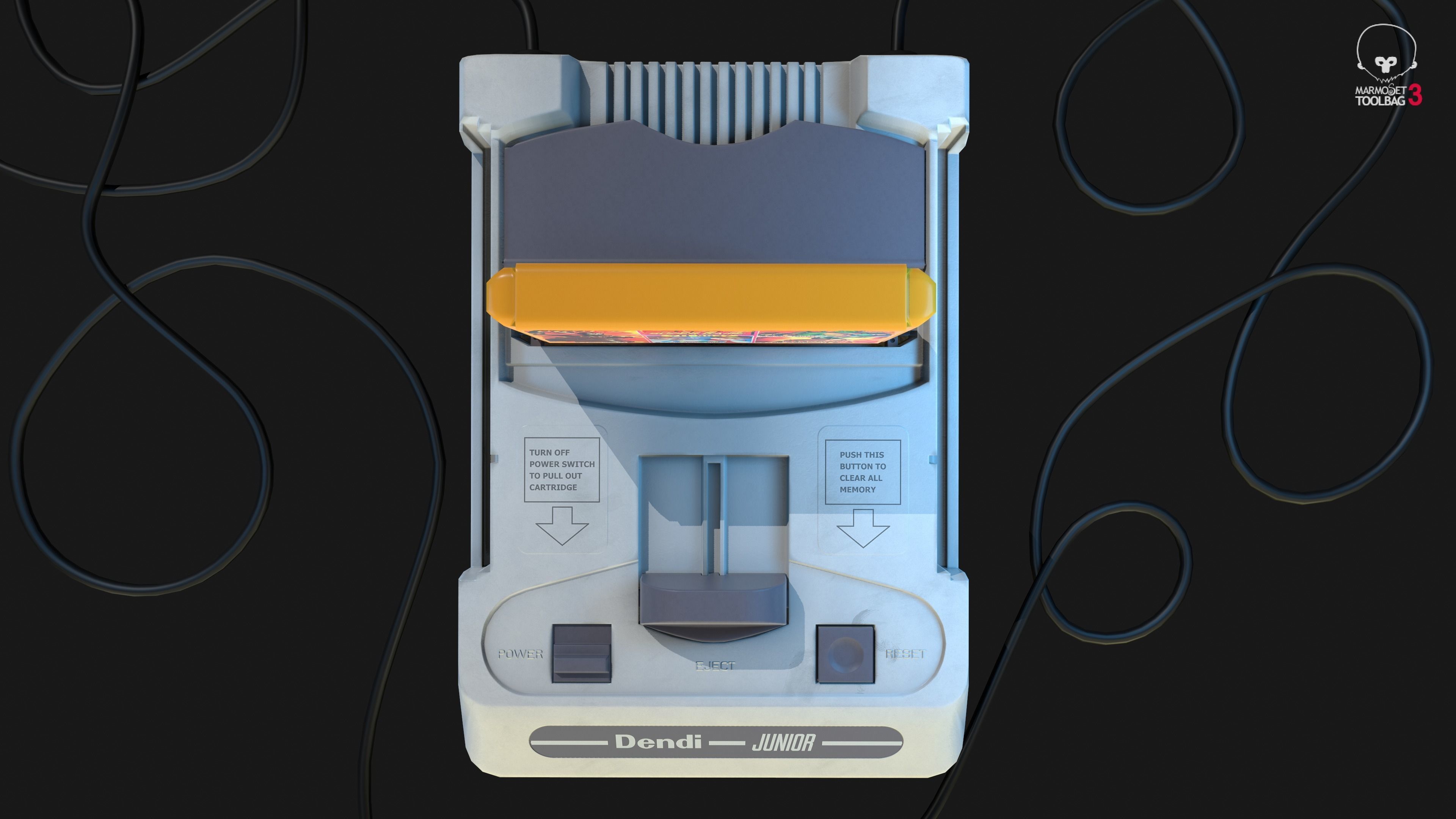 Dendy Junior II with gamepads Low-poly 3D model_9
