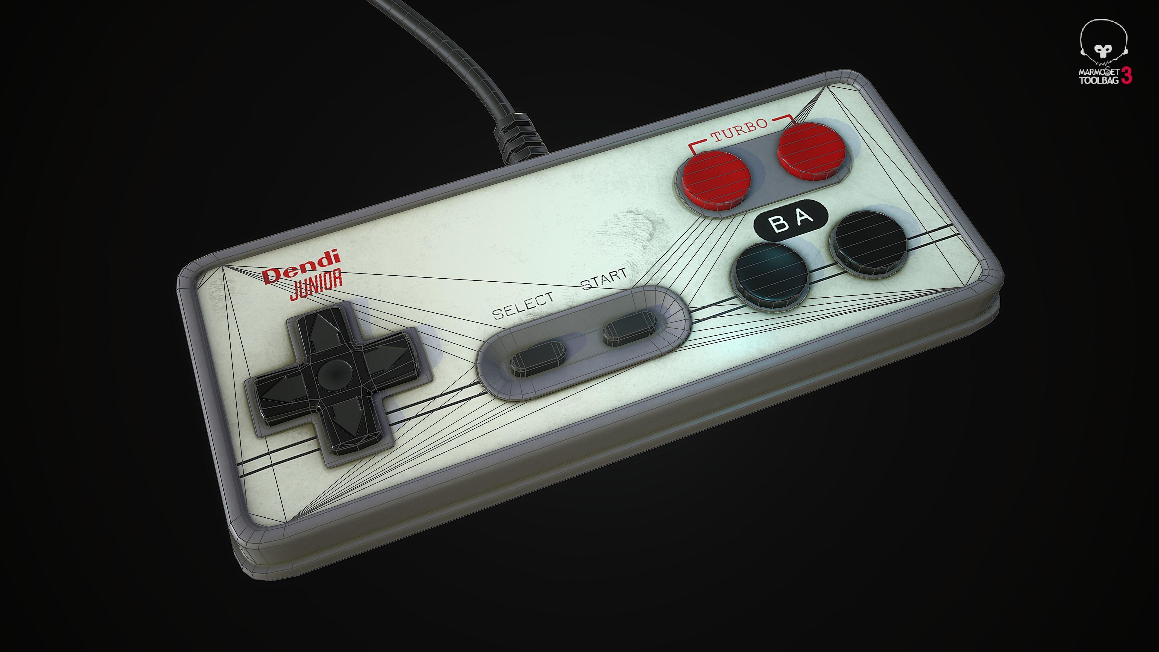 Dendy Junior II with gamepads Low-poly 3D model_16