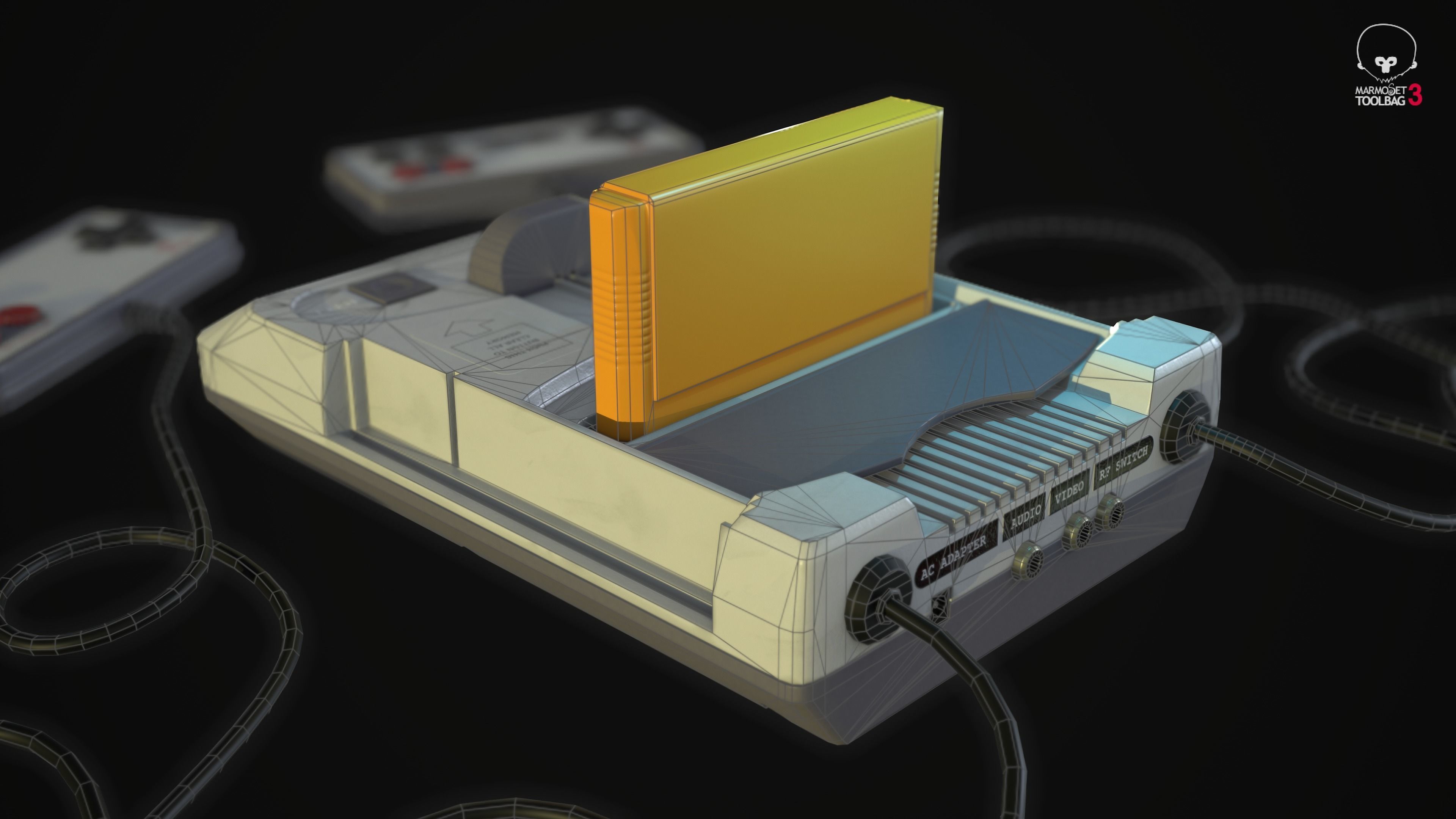 Dendy Junior II with gamepads Low-poly 3D model_8