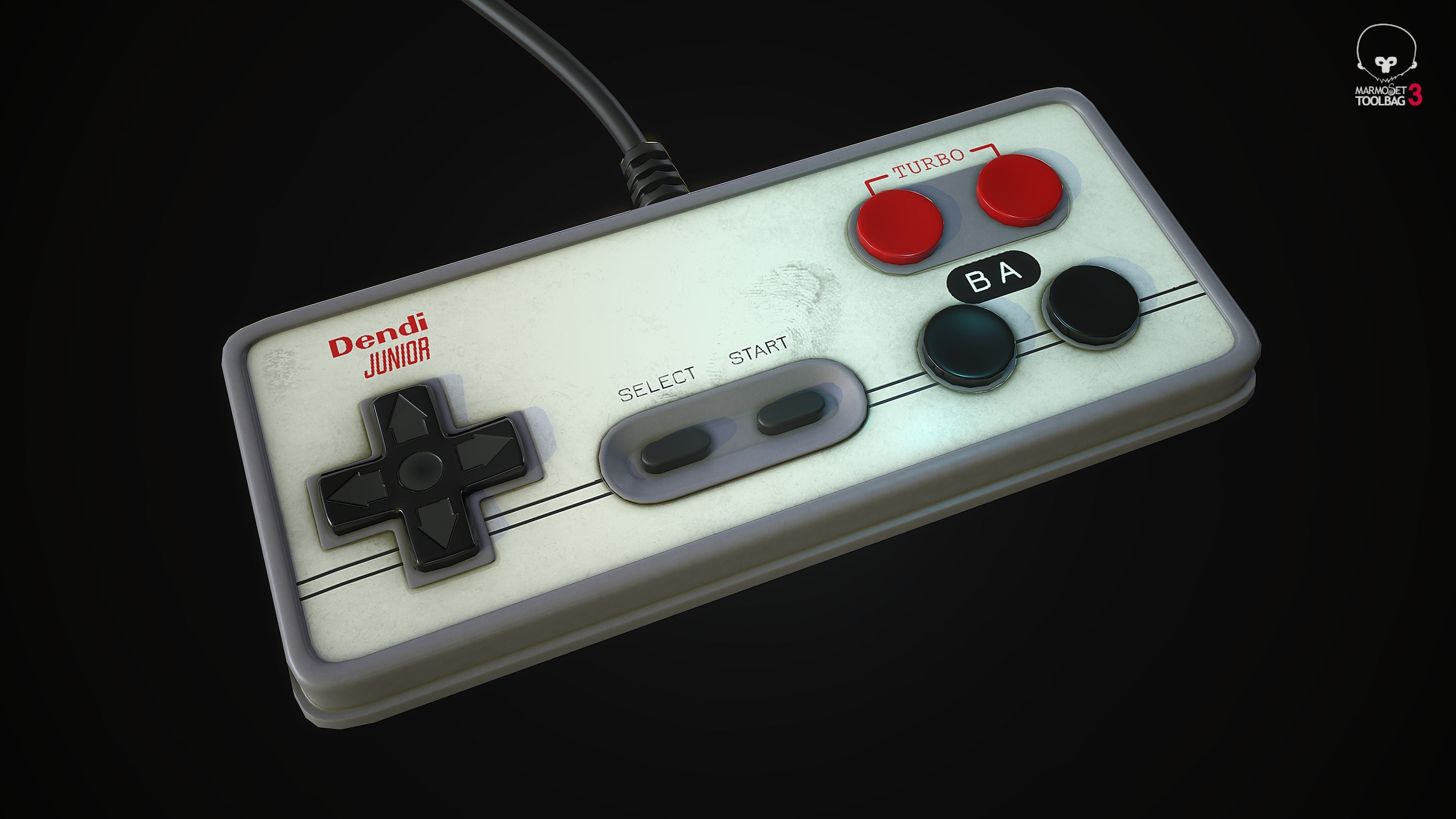 Dendy Junior II with gamepads Low-poly 3D model_15